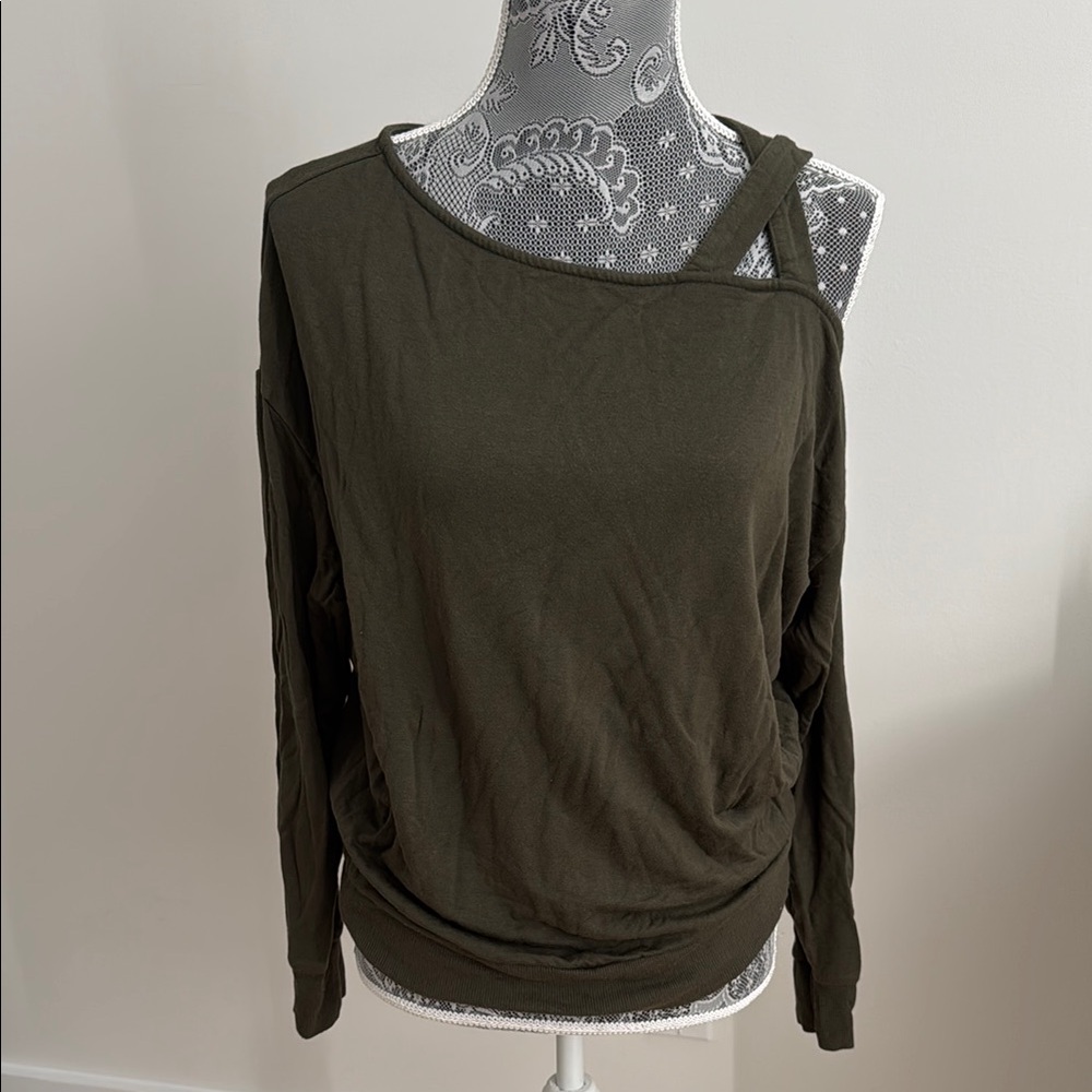 Express Olive Green Asymmetrical Women's Top